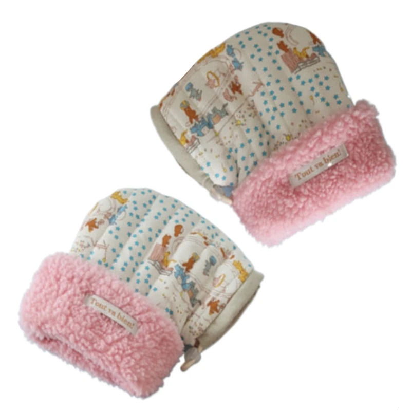 Children's Mittens 1 Pair Plush Lined Scooter Gloves for Children Winter Warm Mittens Kids Bike Gloves Antifreeze Riding Hand Muffs 69HE 231202