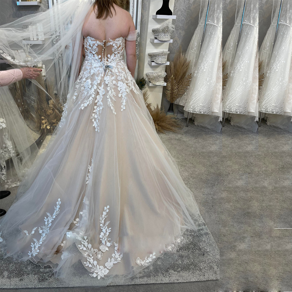 Vintage Wedding Dresses 2024 Off the Shoulder A Line Bridal Dress for Women Lace Appliques Plus Size Vestidos De Mariee