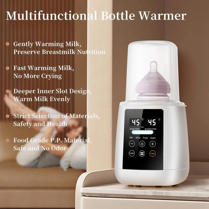 Bottle Warmers Sterilizers# 6 in 1 Multifunctional Baby Bottle Warmer Fast Milk Defrost Warm Food Steam Anti-dry Protection Baby Bottle Heater Sterili