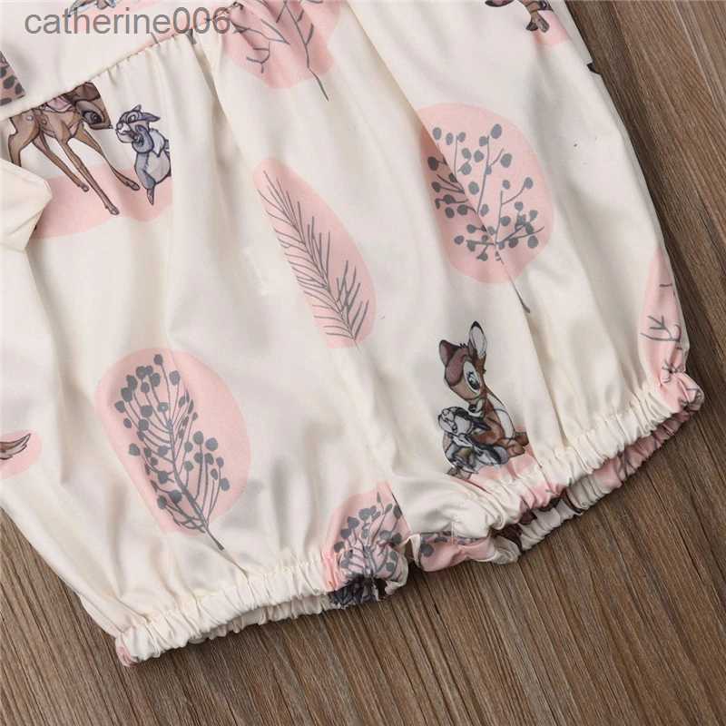 Clothing Sets 0-24M Summer Clothing Baby Girl Deer Flower Cotton Soft Romper Girls Jumpsuit Fashion Infant ClothesL231202