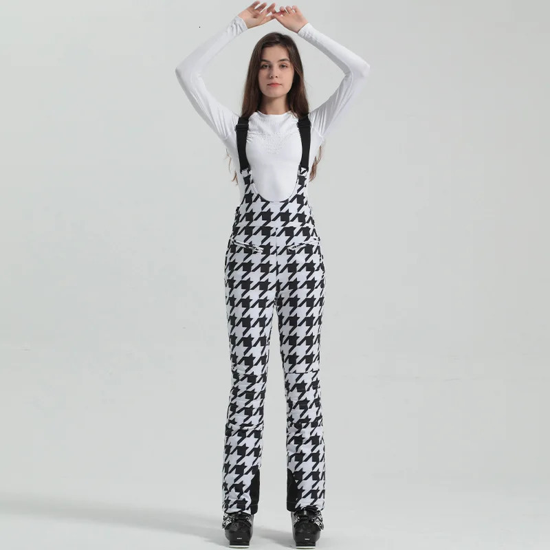 Skiing BIB Pants Gsou Snow Winter Ski Pant Women Snowboard Strap Trouser High Waist Elastic Windproof Waterproof Thicken Thermal for Outdoor 231202