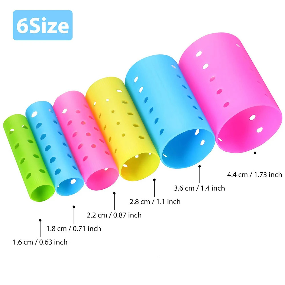Hair Curlers Roller Set Stackable 6 Size Rollers Include 60 Pins From Small to Large Curling Styling Tool