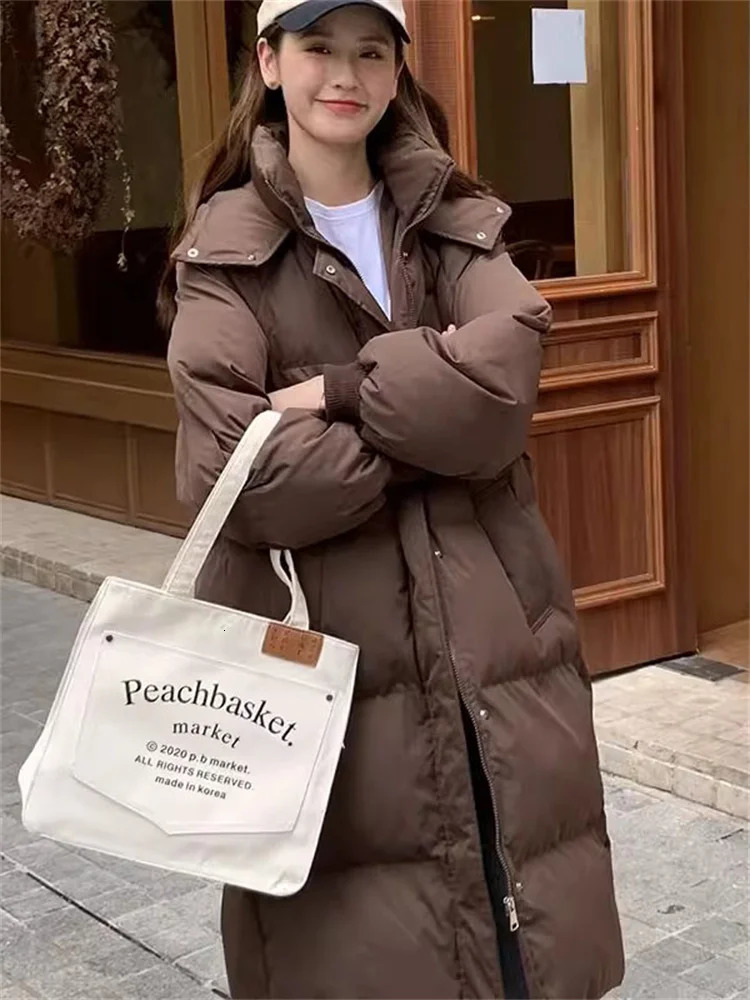 Womens Down Parkas Cotton Coat Women Winter Fashion Long Loose Thick Warmth Hooded Jacket Clothing 231202