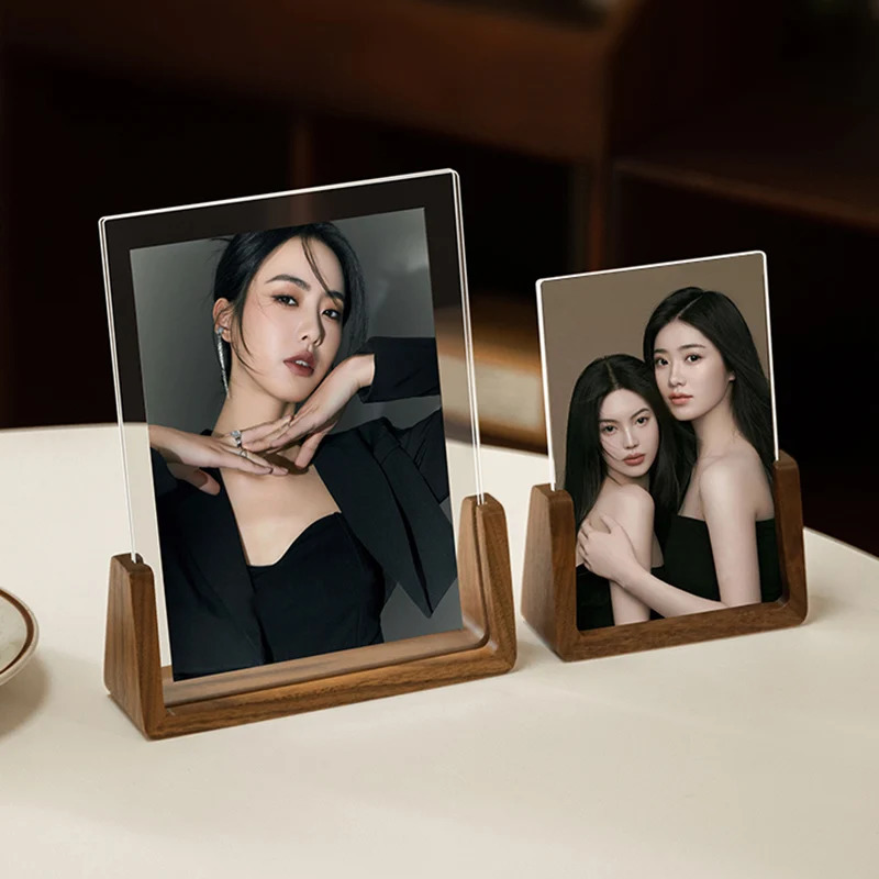2026 Acrylic Wooden Picture Frame Kpop Pocards Holder Po Frames Dispaly Nordic Home Room Table Decor 231202 H260306