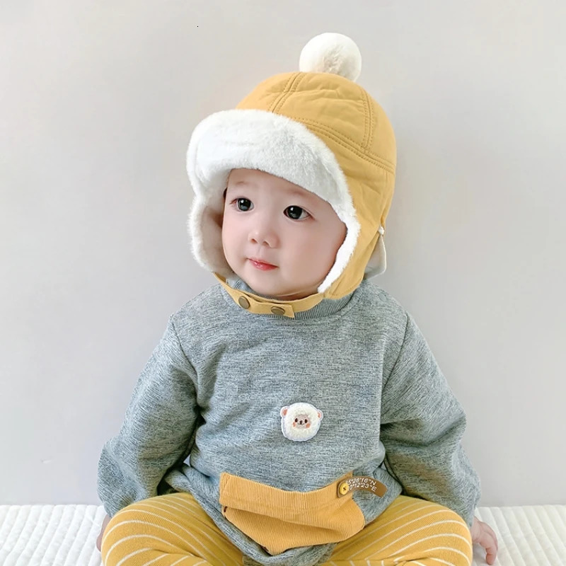 Caps Hats Autumn Winter Baby Hat For Kids Wind Protective Ear Cap Mask Cap for Girls Boys Winter Thick Warm Kids Accessories 231202