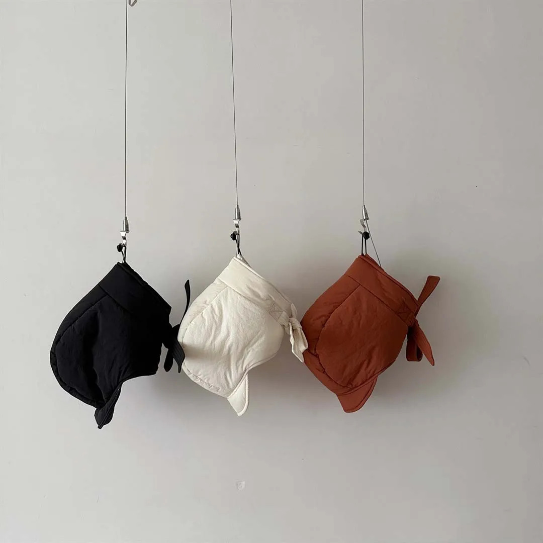 Caps Hats Winter Baby Hat Children's Thickened Cotton Solid Color Pullover Head Neck Protection For Boys Girls Outdoor Protection Hat 231202