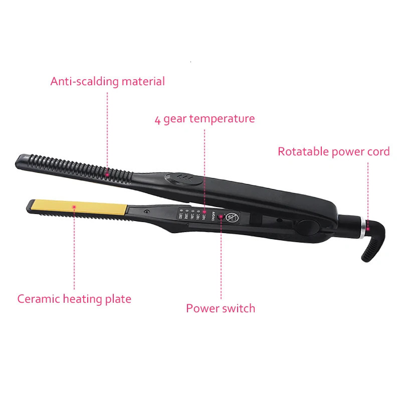 Hair Straighteners 3/10 Pencil Flat Iron Mini Hair Straightener Fast Heating Beard Straightening Iron Small Flat Iron For Short Hair Straightener 2312