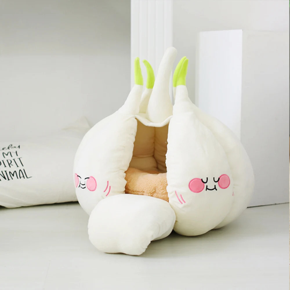 kennels pens Cats Beds Cartoon Garlic Bed Warm Cat s Nest Cozy Cushion Pet House Small and Medium Sized Dog Doghouse for Washable Cave 231202