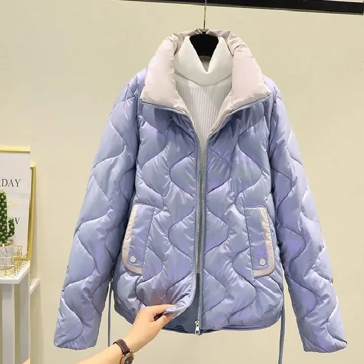 Womens Down Parkas Casual Quilted Chains Jacket Classic Solid Color Thicken Warm Padded for Women Cotton Thermal Coats T345 231202