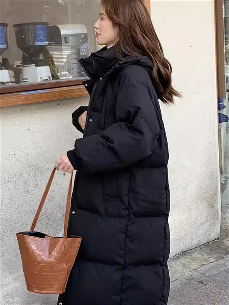 Womens Down Parkas Cotton Coat Women Winter Fashion Long Loose Thick Warmth Hooded Jacket Clothing 231202