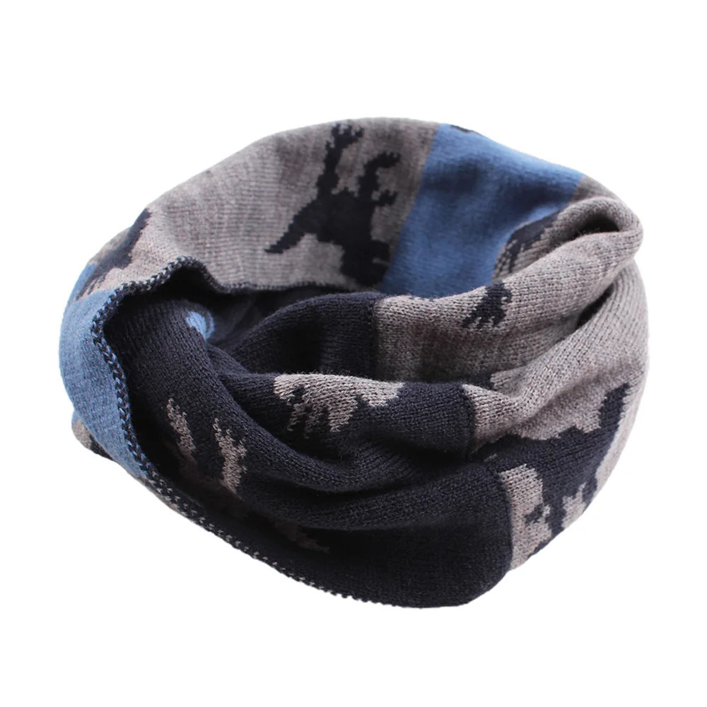 Scarves Wraps Winter Scarf For Boys Dino Neck Warm Girls Knitted Neckerchief Baby Kids Warm Windproof Muffler 231202
