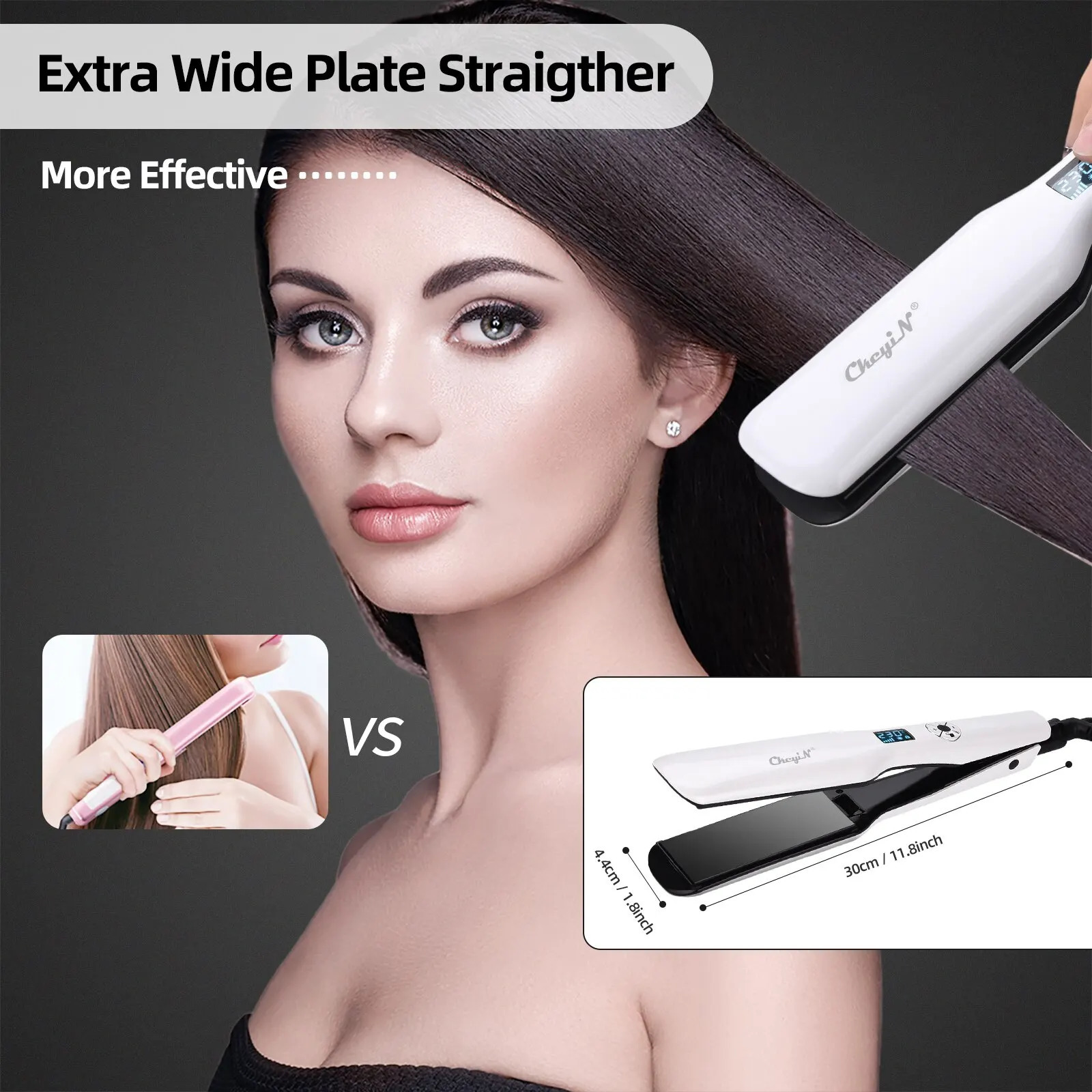 Hair Straighteners CkeyiN 44mm Tourmaline Ceramic Hair Straightener LCD Display Fast Heating Flat Iron Adjustable Temperature Straightening Iron 23120