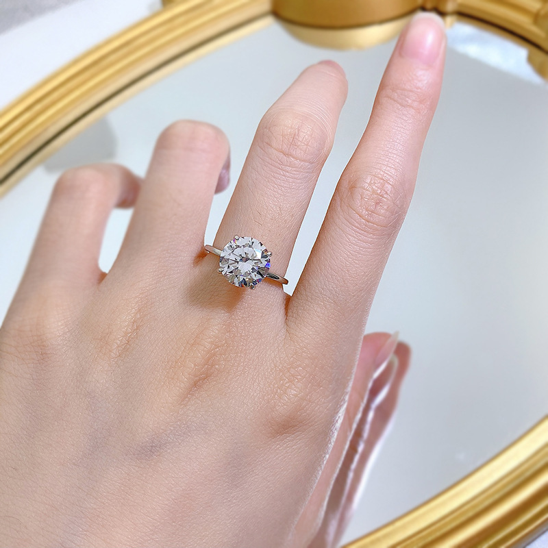 10mm White Moissanite Diamond Wedding Rings Solitaire Classical Jewelry Real 100% 925 Sterling Silver Round Cut Gemstones Eternity Women Engagement Ba