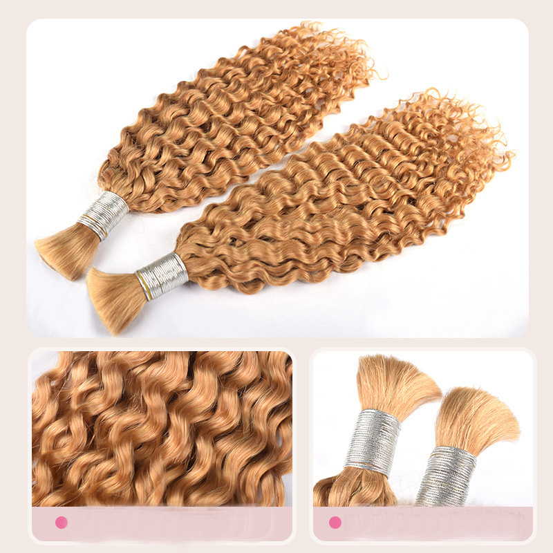 27# Color Malaysian 100% Human Bulks Deep Italian Curly Water Wave Hair Extensions 100g 14-26inch