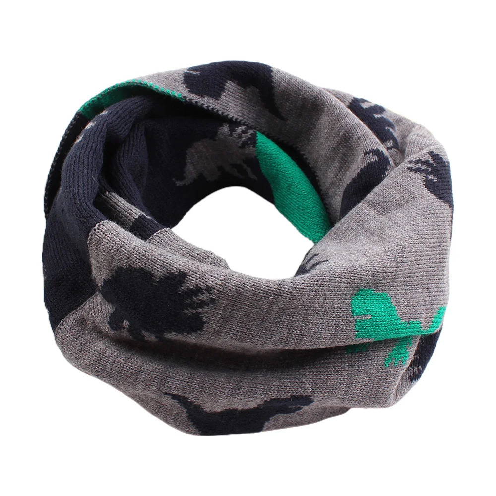 Scarves Wraps Winter Scarf For Boys Dino Neck Warm Girls Knitted Neckerchief Baby Kids Warm Windproof Muffler 231202