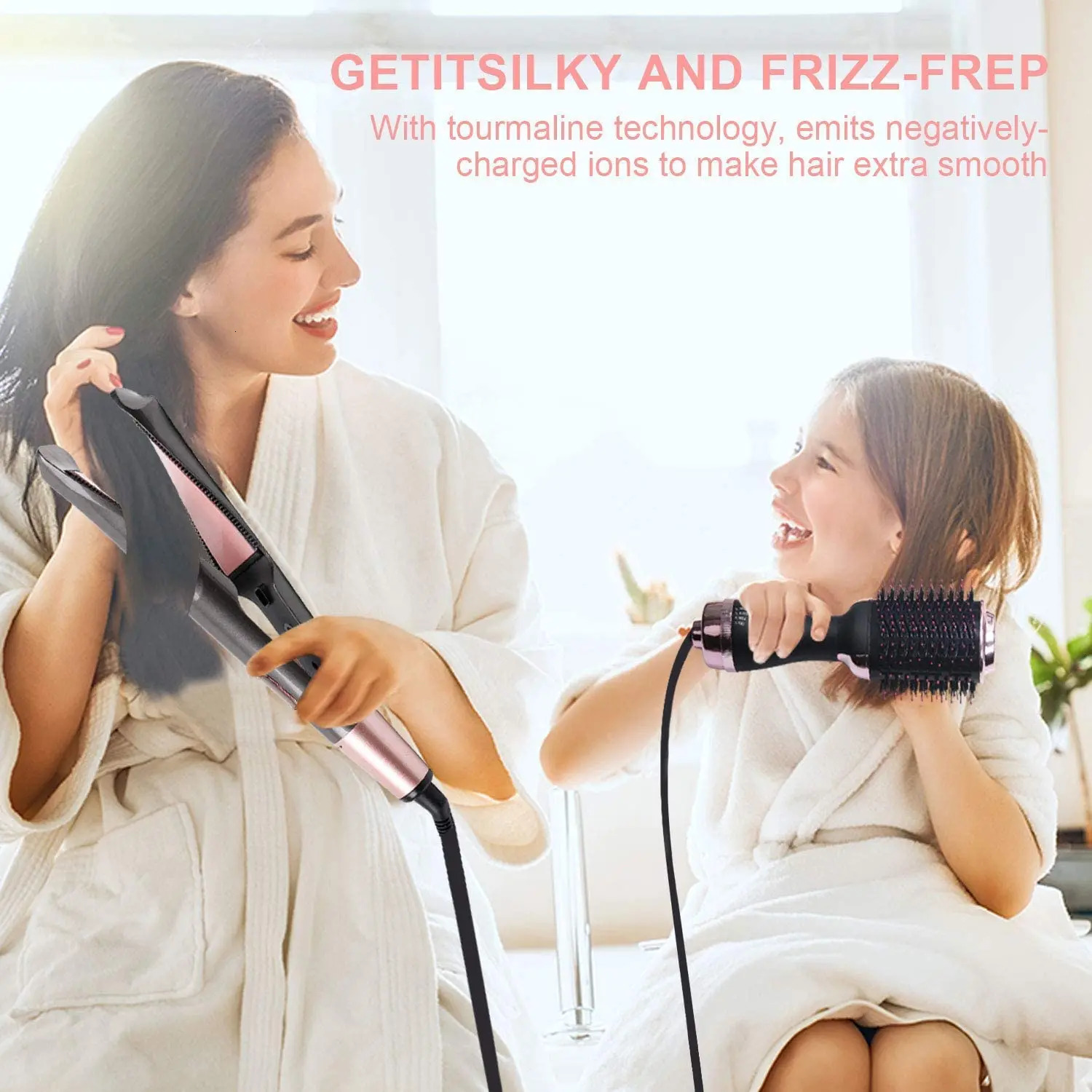 Hair Straighteners Hair Curler Hair Straightener 2 in 1 Professional Hair Curling Irons 3D Concave and Convex Plate Dual Voltage Flat Iron 231202