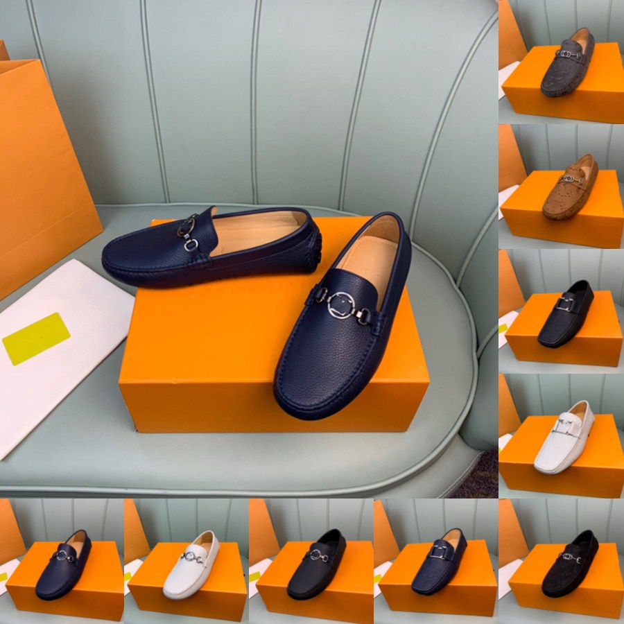 13MODEL Summer Designer Men Casual Shoes Leather Moccasins Breathable Slip on Boat Shoes Italian Luxury Brand Mens Driving Loafers Size 38-46
