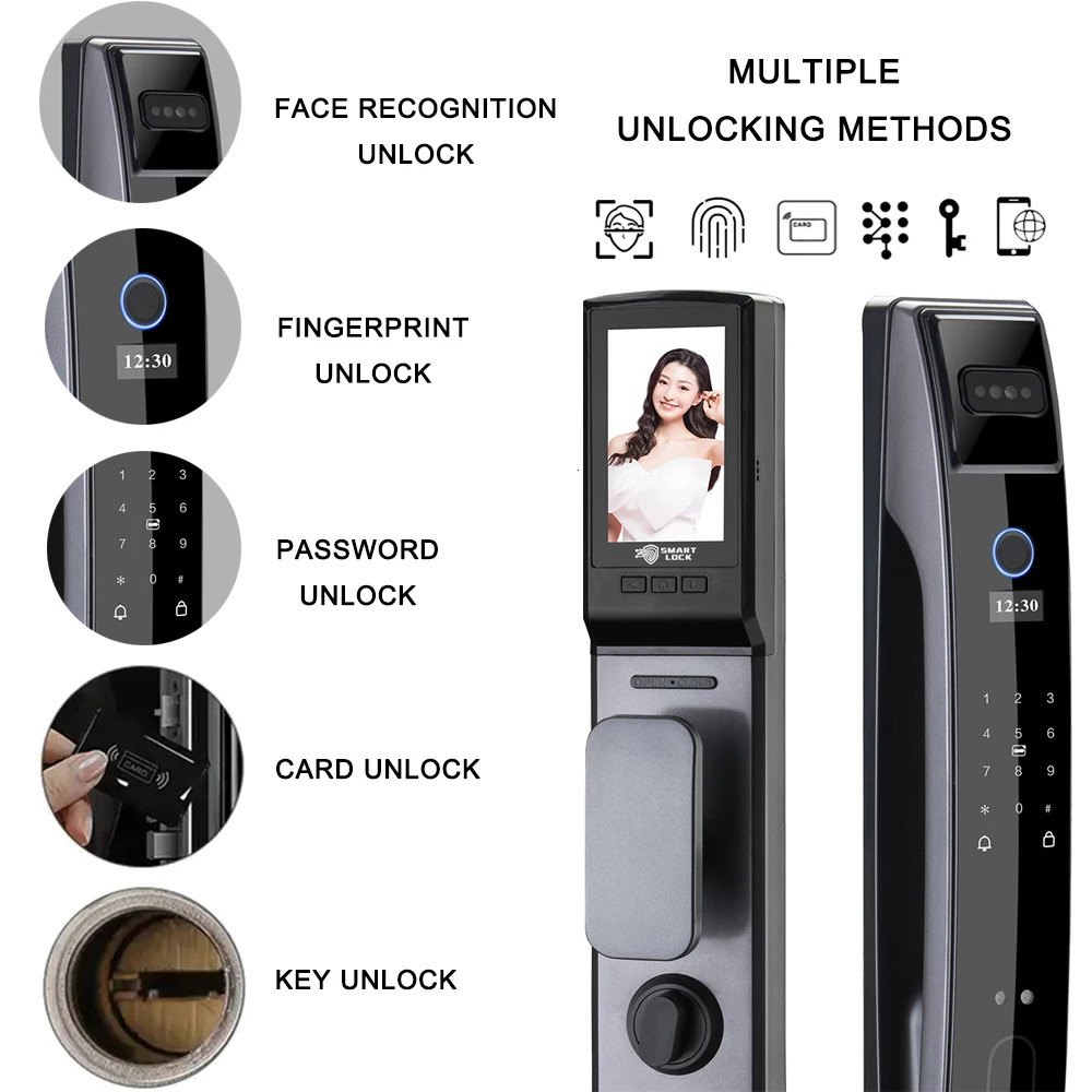 Door Locks TIAGO fully automatic WIFI APP 3D Face Recognition Smart Lock Fingerprint Biometric Card Key Digital Home 231202