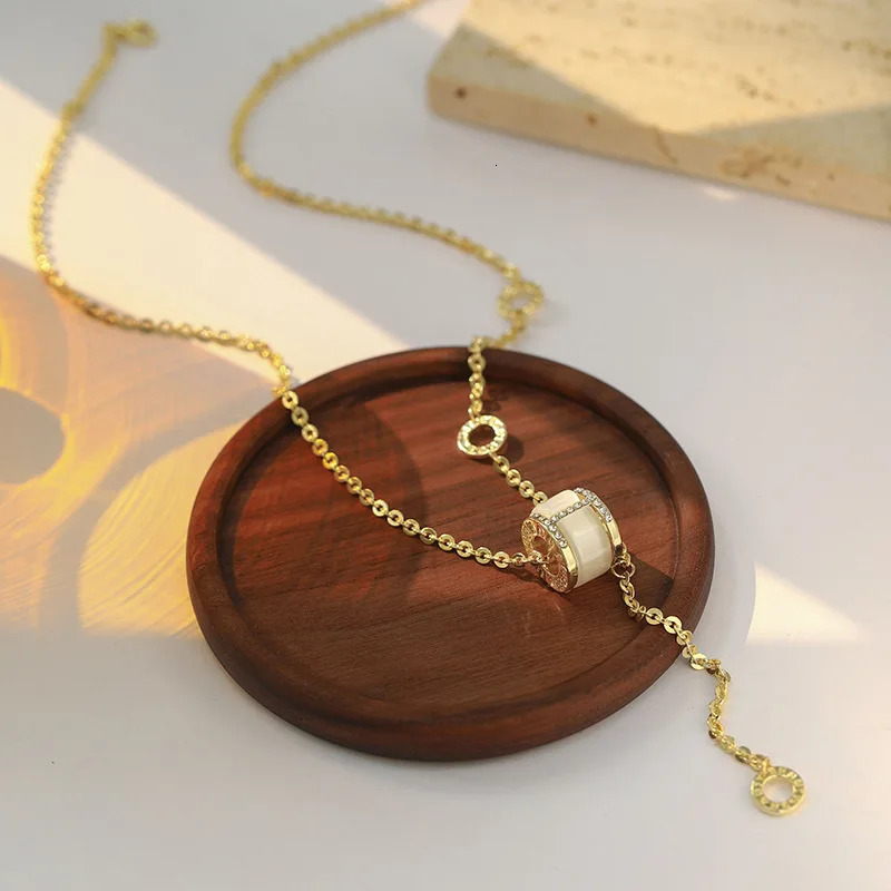 Pendant Necklaces real solid 14k yellow gold Shiny Choker Snake Chain Exquisite Necklace Gift For Women Fine Jewelry Diamond Accented 231202