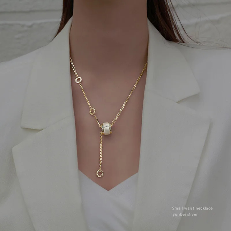 Pendant Necklaces real solid 14k yellow gold Shiny Choker Snake Chain Exquisite Necklace Gift For Women Fine Jewelry Diamond Accented 231202