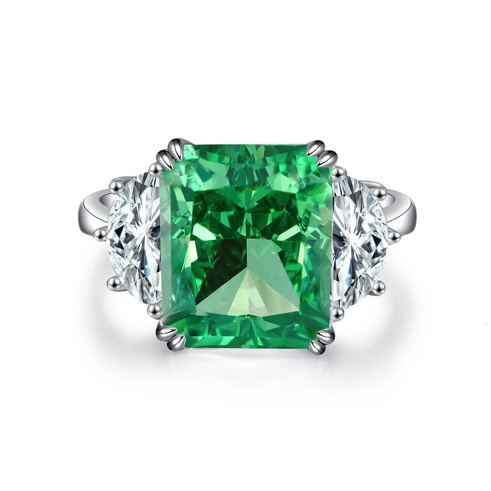 Wedding Rings Wong Rain 100% 925 Sterling Silver Crushed Ice Cut Emerald High Carbon Diamond Gemstone Engagement Fine Jewelry Women Ring Gift 231202