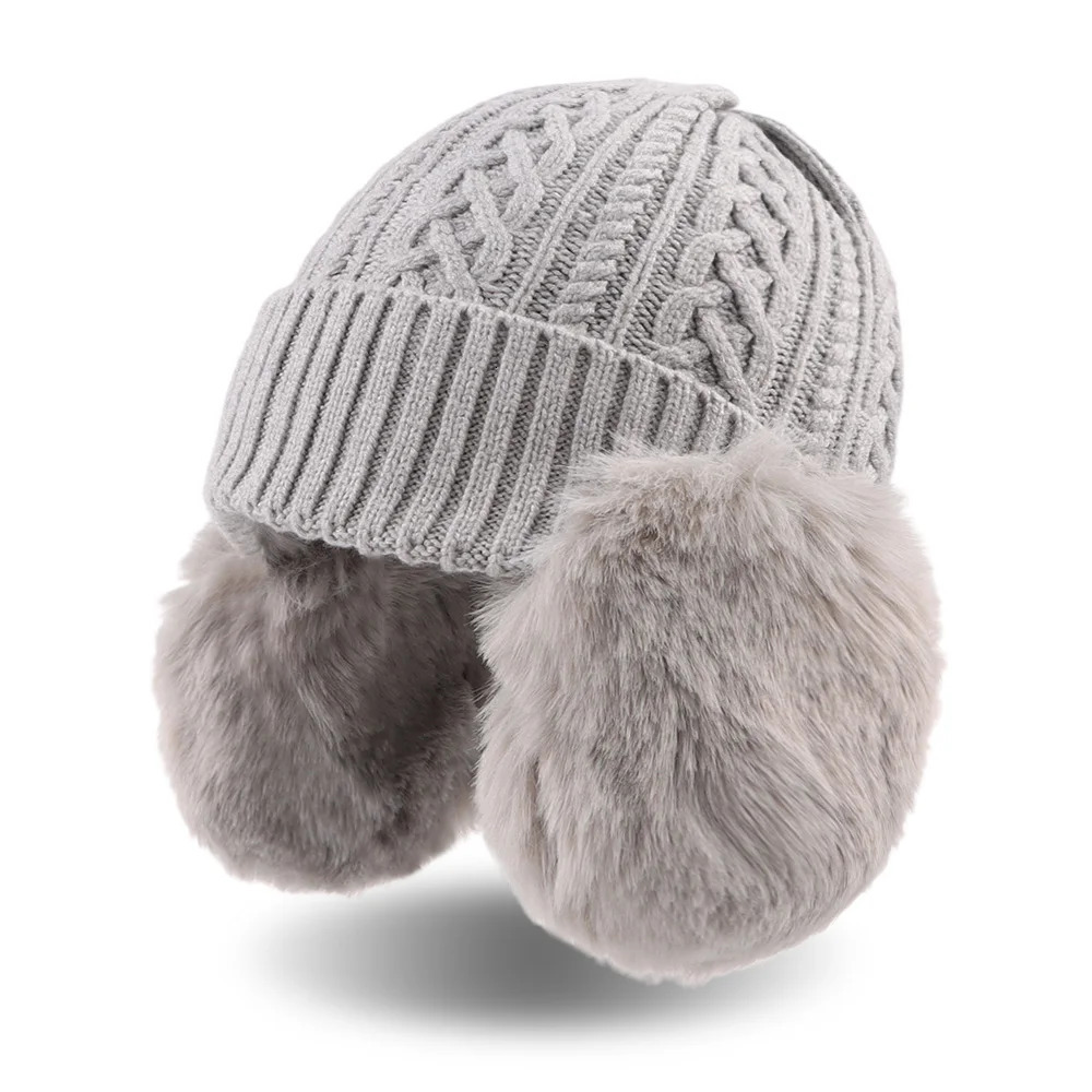 Caps Hats Winter Toddler Beanie Hat Earflap Knit Cap for Boys Kids Warm Cap with Earsmuffs Children Girls Winter Solid Color Beanie 231202