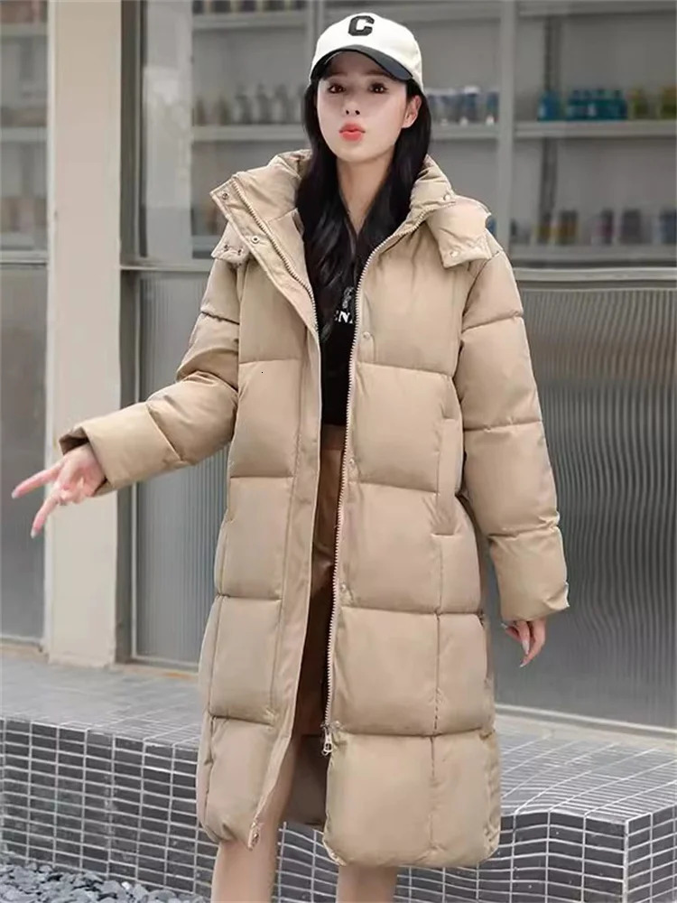 Womens Down Parkas Cotton Coat Women Winter Fashion Long Loose Thick Warmth Hooded Jacket Clothing 231202