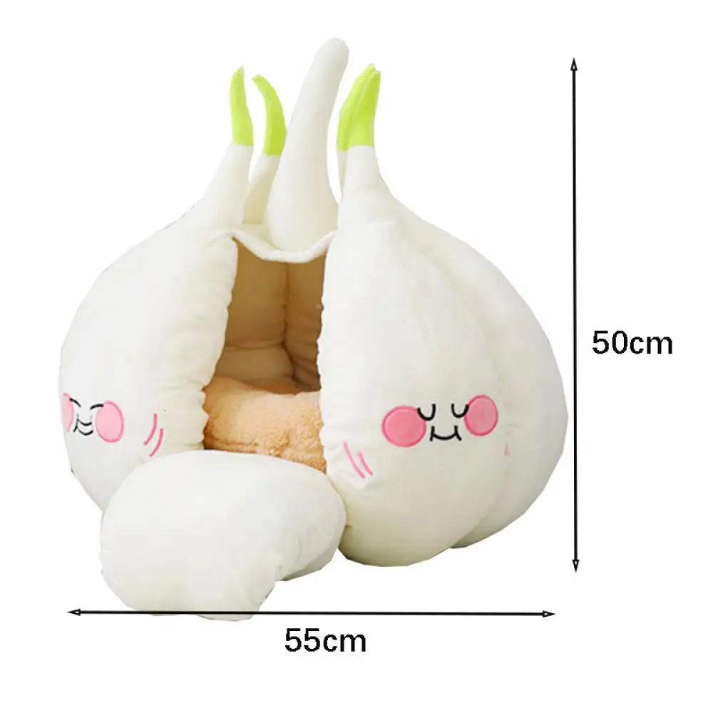 kennels pens Cats Beds Cartoon Garlic Bed Warm Cat s Nest Cozy Cushion Pet House Small and Medium Sized Dog Doghouse for Washable Cave 231202