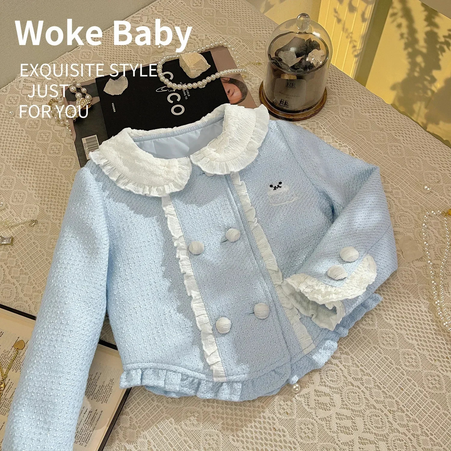 Clothing Sets Childrens two pcs Girls Autumn Season Korean Fashion Color Matching Lotus Leaf Edge Bows Button 231202