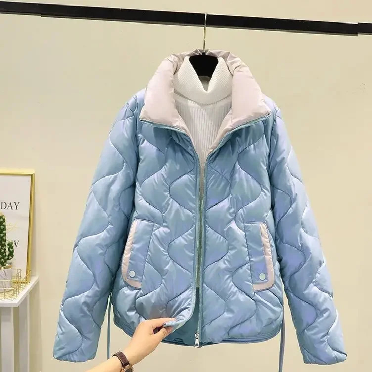 Womens Down Parkas Casual Quilted Chains Jacket Classic Solid Color Thicken Warm Padded for Women Cotton Thermal Coats T345 231202