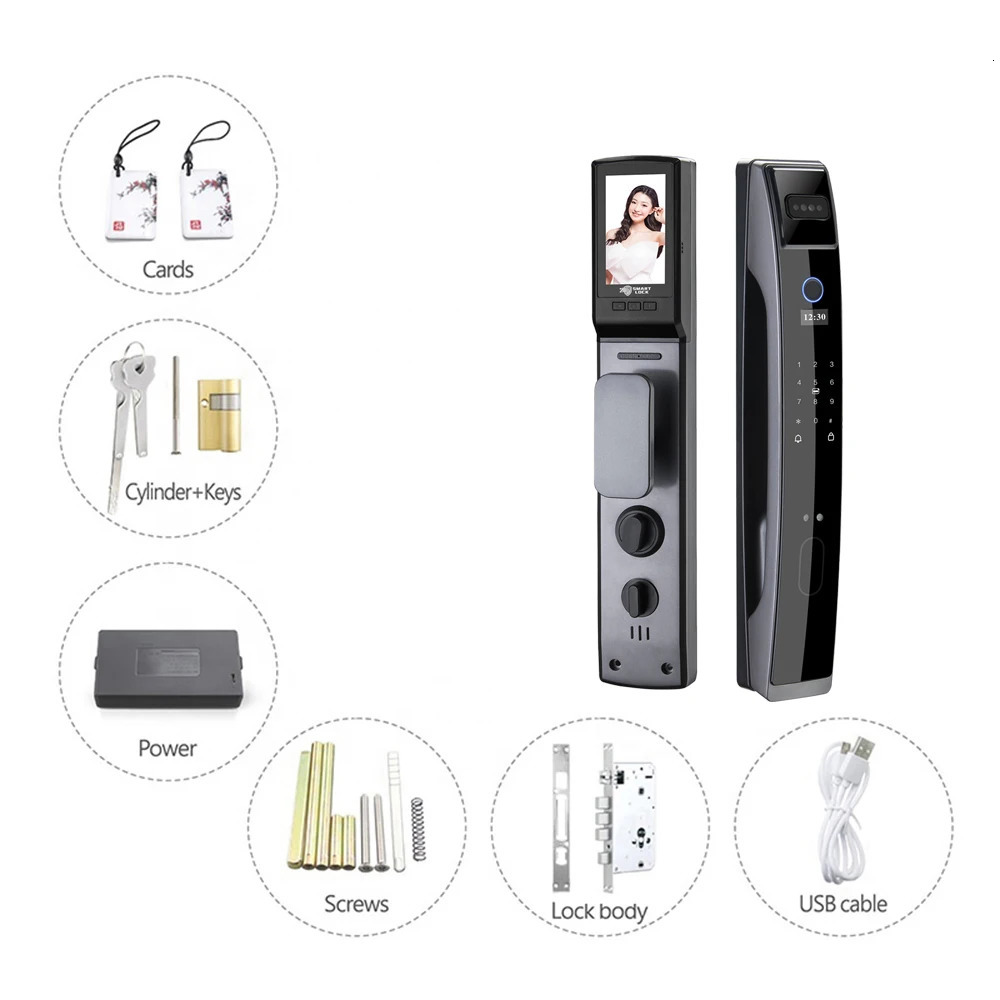 Door Locks TIAGO fully automatic WIFI APP 3D Face Recognition Smart Lock Fingerprint Biometric Card Key Digital Home 231202
