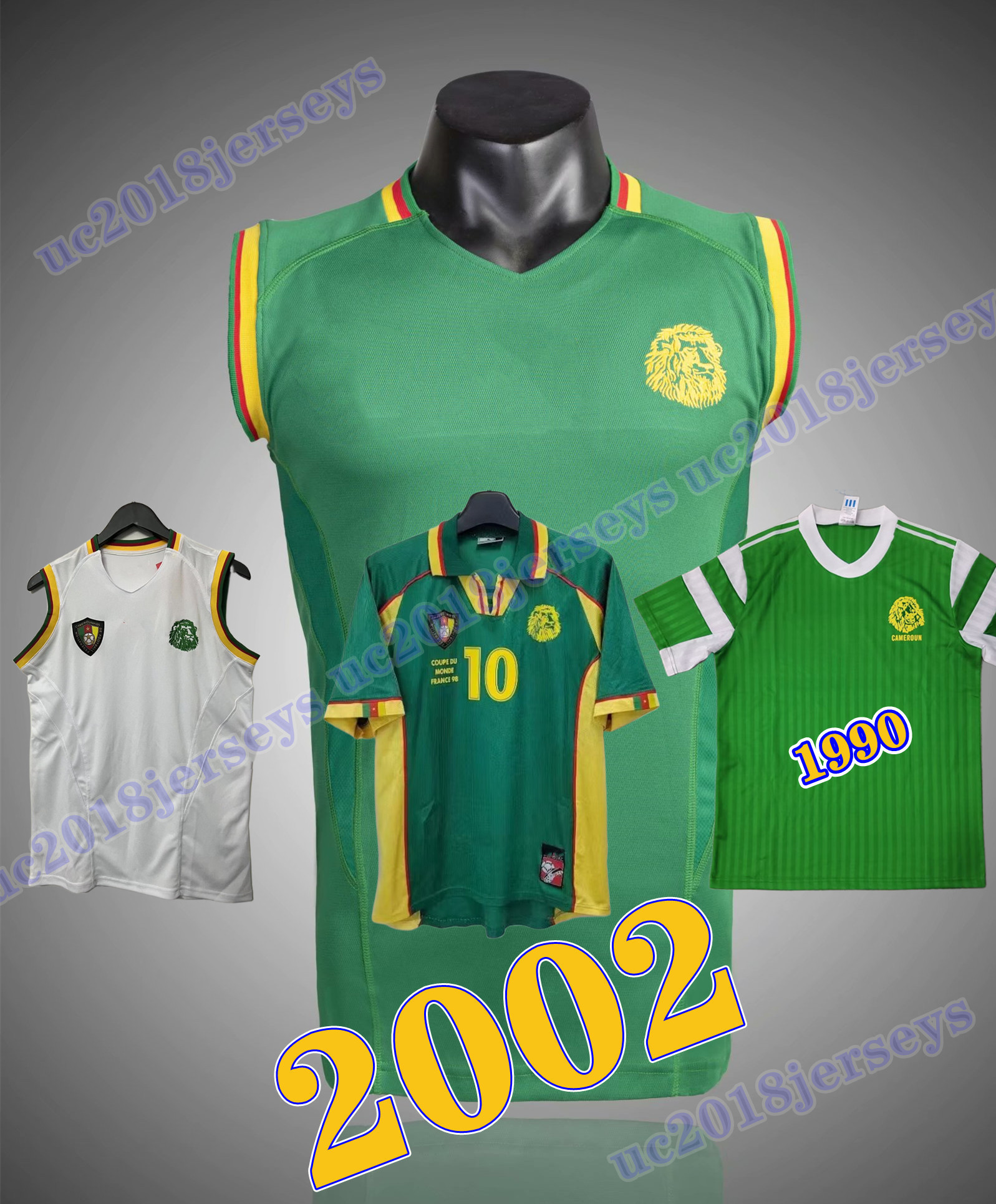 1990 1998 2002 Soccer Jerseys Cameroon Home Shirt Retro jersey Eto'o Geremi Wome Song Djemba-Djemba 90 98 02 classic football shirts top