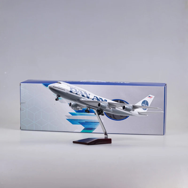 Die Cast Airplane 1150 Scale 47cm Boeing 747 PAN AM Model with Light Wheel Resin Plane Collection S25107