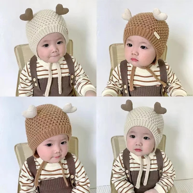 Caps Hats Korean Style Autumn Winter Unisex Cute Pompom Cotton Earflap Caps For born Toddler Kids Girls Cap Baby Boy Hats Beaine Bonnet 231202