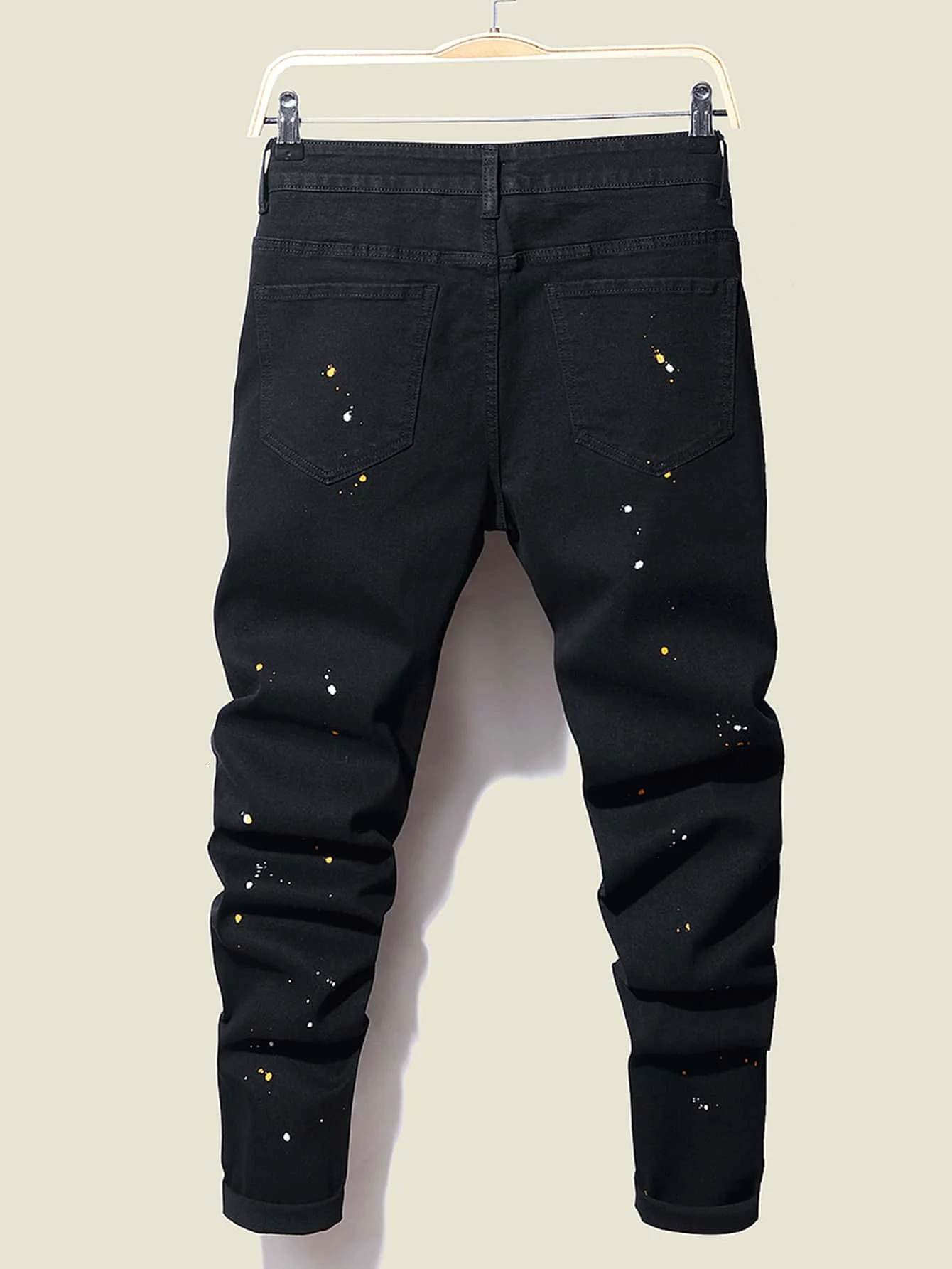 Mens Jeans Fashion Street Style Ripped Skinny Men Vintage wash Solid Denim Trouser Casual Slim fit pencil denim Pants 231202