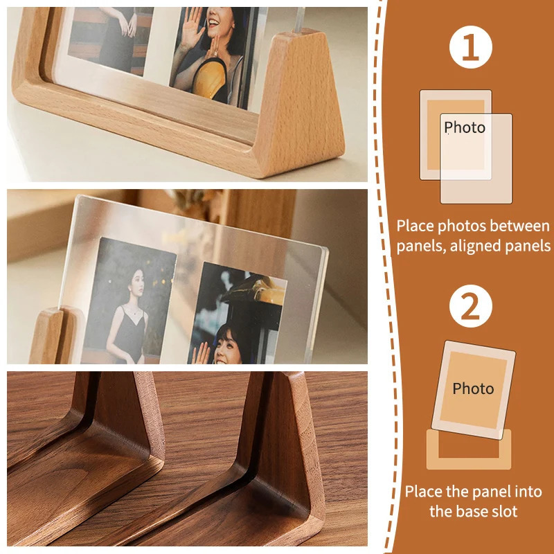 2026 Acrylic Wooden Picture Frame Kpop Pocards Holder Po Frames Dispaly Nordic Home Room Table Decor 231202 H260306