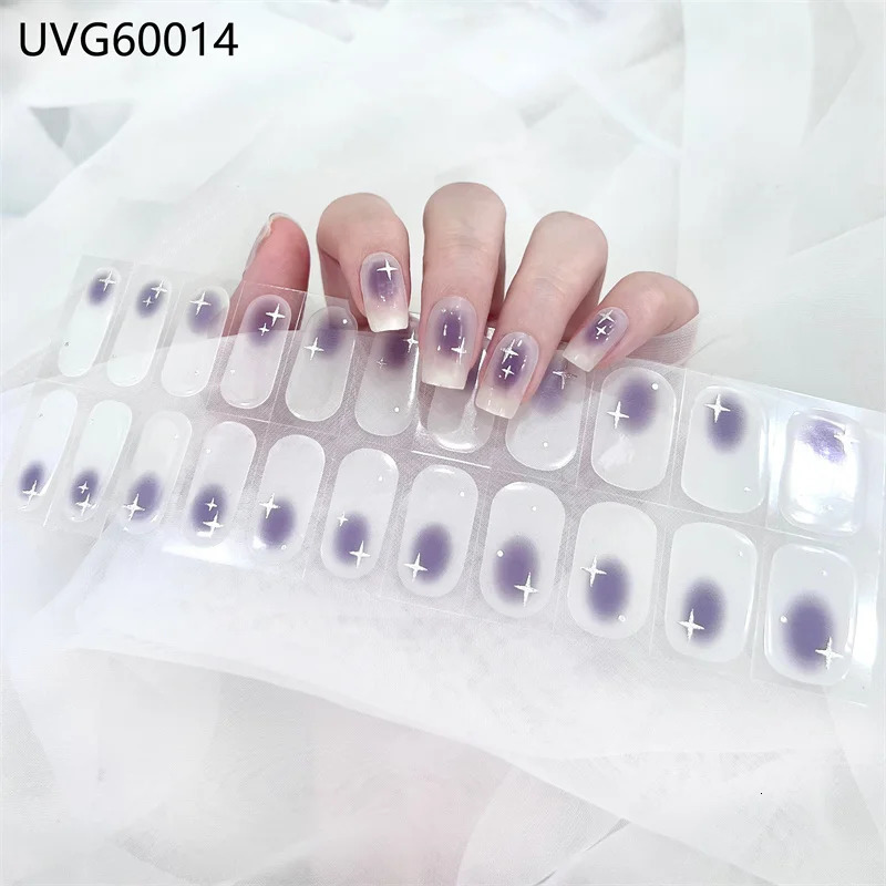 Stickers Decals Gel Nail Stickers Curing UV Lamp Full High Quality Semi-Cured Gel Nail Strips Adhesive Long Lasting Nail Art Decoration Tips 231202