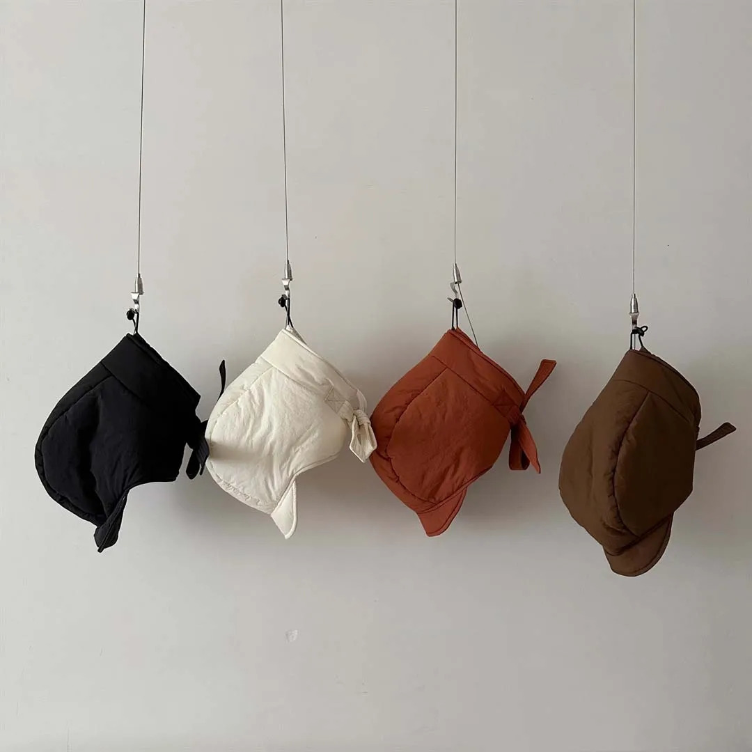 Caps Hats Winter Baby Hat Children's Thickened Cotton Solid Color Pullover Head Neck Protection For Boys Girls Outdoor Protection Hat 231202