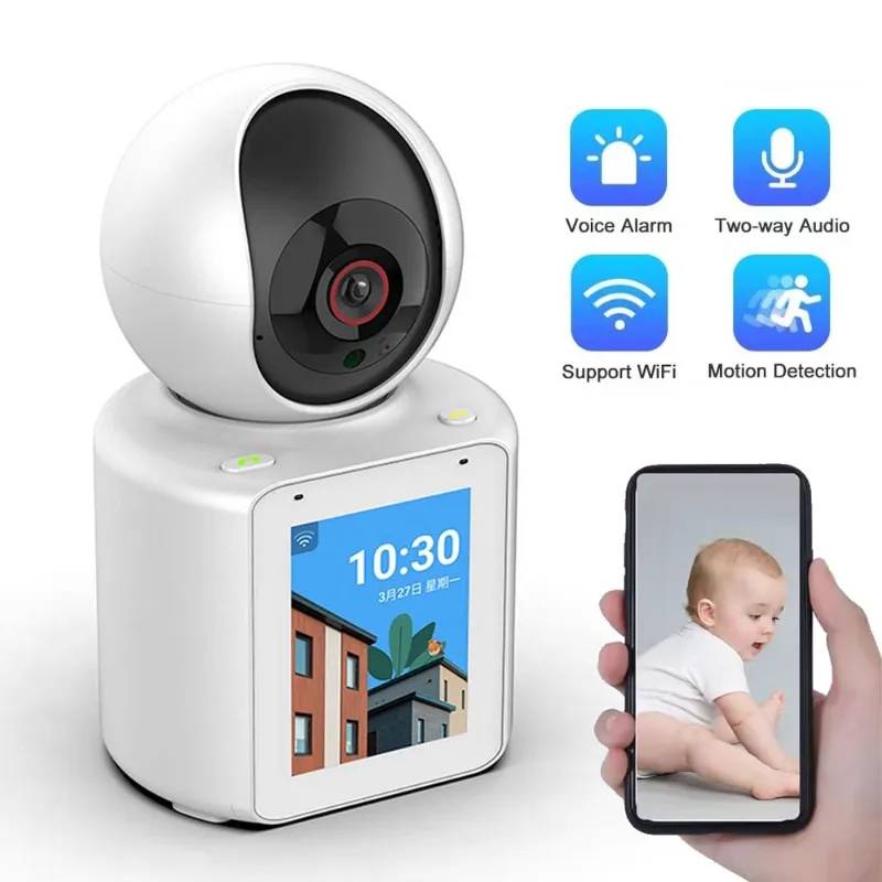 WIFI Camera dual Camera with 2.8 Inch Screen 1080P Two way Audio AI Video Call Baby Monitor CCTV Surveillance camera