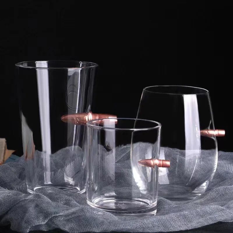 Wine Glasses Creative Whisky Glass With Bullet Rum Crystal Cup Durable Whiskey Personalized S Shape 231202