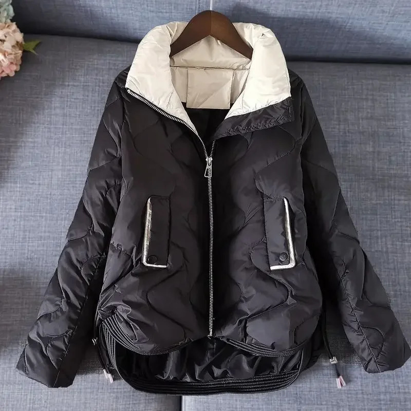 Womens Down Parkas Casual Quilted Chains Jacket Classic Solid Color Thicken Warm Padded for Women Cotton Thermal Coats T345 231202