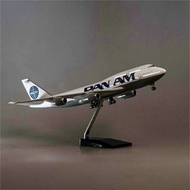 Die Cast Airplane 1150 Scale 47cm Boeing 747 PAN AM Model with Light Wheel Resin Plane Collection S25107