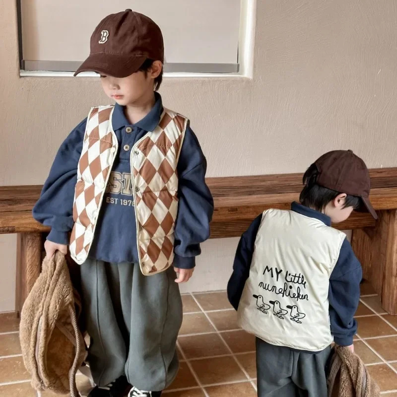 Waistcoat Autumn Baby Grils Clothes Boys Sleevless Jacket Toddler Winter Waistcoats Kids Single Breasted Duck Down Vest Coat Child Outwear 231202