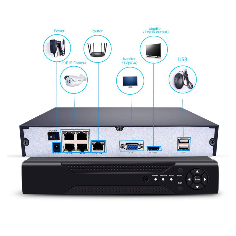 8ch 4ch POE NVR 16 channles Network Video Recorder for 5.0mp 2.0mp IP POE camera