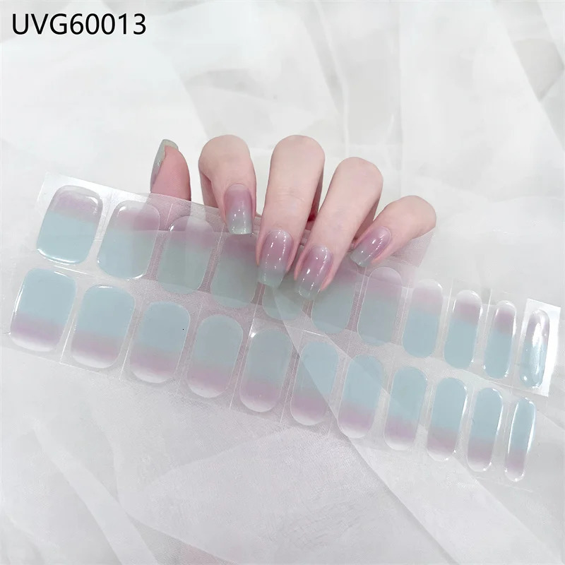 Stickers Decals Gel Nail Stickers Curing UV Lamp Full High Quality Semi-Cured Gel Nail Strips Adhesive Long Lasting Nail Art Decoration Tips 231202