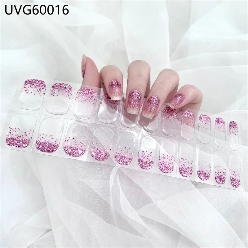 Stickers Decals Gel Nail Stickers Curing UV Lamp Full High Quality Semi-Cured Gel Nail Strips Adhesive Long Lasting Nail Art Decoration Tips 231202