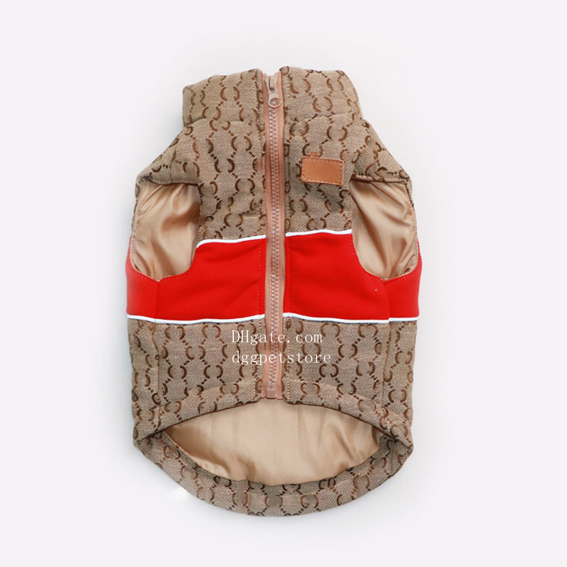 Designer Dog Clothes Winter Dog Apparel Classic Lettering Pattern Dog Winter Coat Luxury Warm Dog Jacket Windproof Pet Cold Weather Coat with D-Rings for Small Dog 872