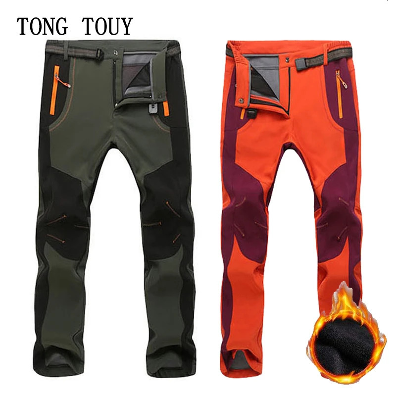 Outdoor Pants Winter Fleece Hiking Trekking Fishing Camping Climb Pants Men Women Plus Size S-5XL Oversized Waterproof Outdoor Warm Trousers 231202