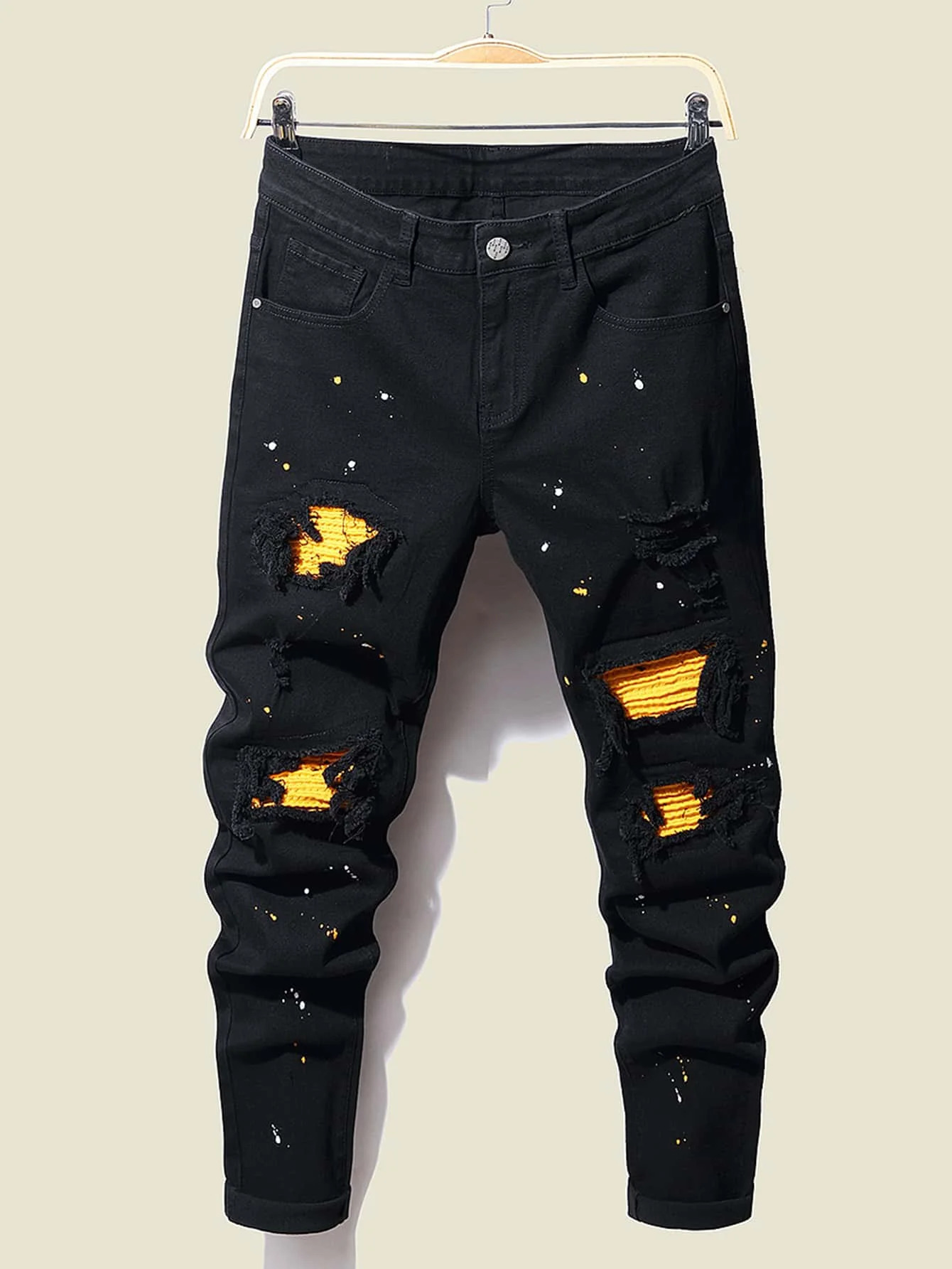 Mens Jeans Fashion Street Style Ripped Skinny Men Vintage wash Solid Denim Trouser Casual Slim fit pencil denim Pants 231202
