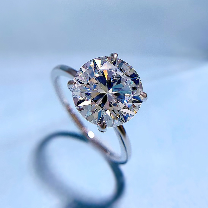 10mm White Moissanite Diamond Wedding Rings Solitaire Classical Jewelry Real 100% 925 Sterling Silver Round Cut Gemstones Eternity Women Engagement Ba